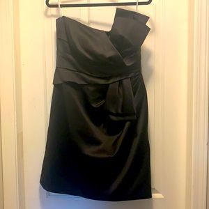 Strapless satin cocktail dress